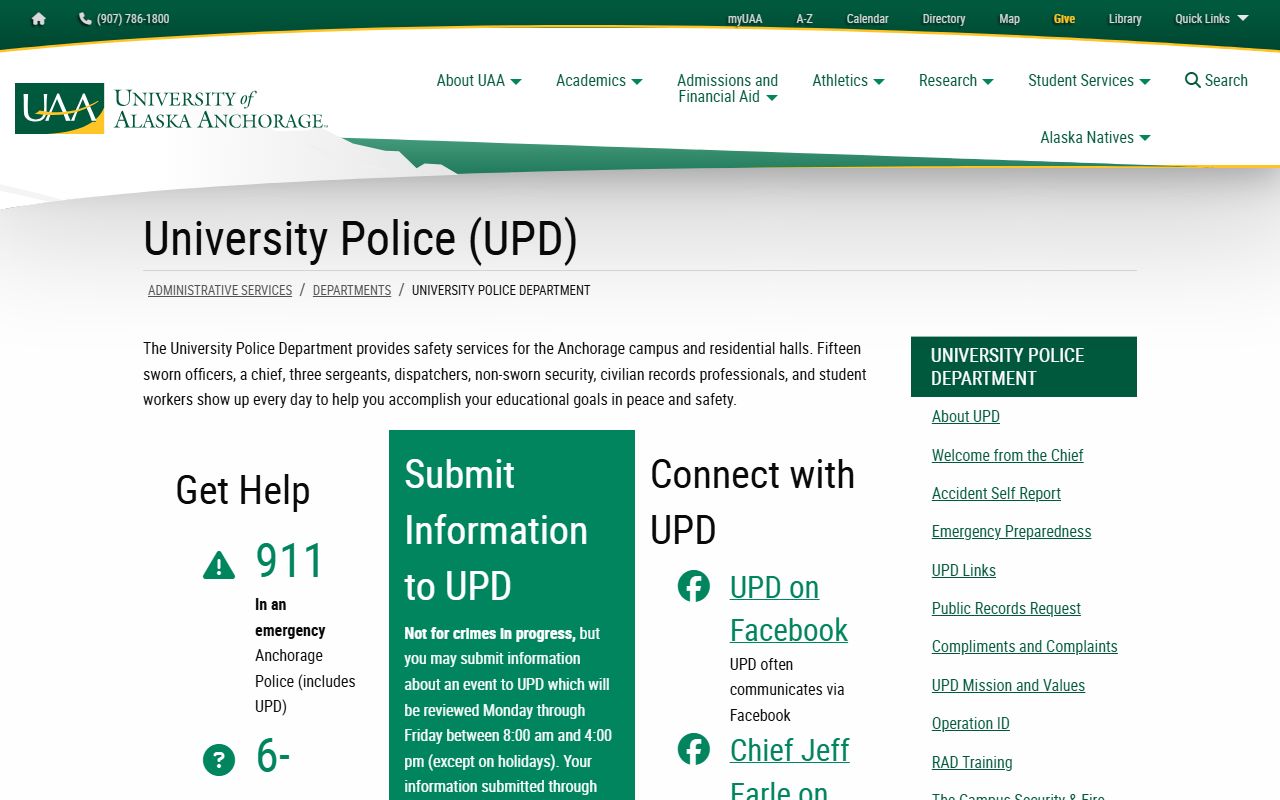 Anchorage jail mugshots UAA Police Department records