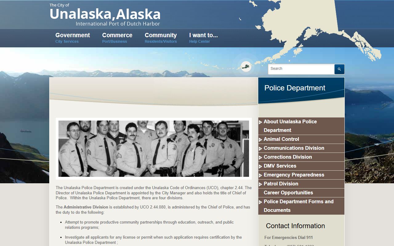 Unalaska public safety page for jail mugshots records