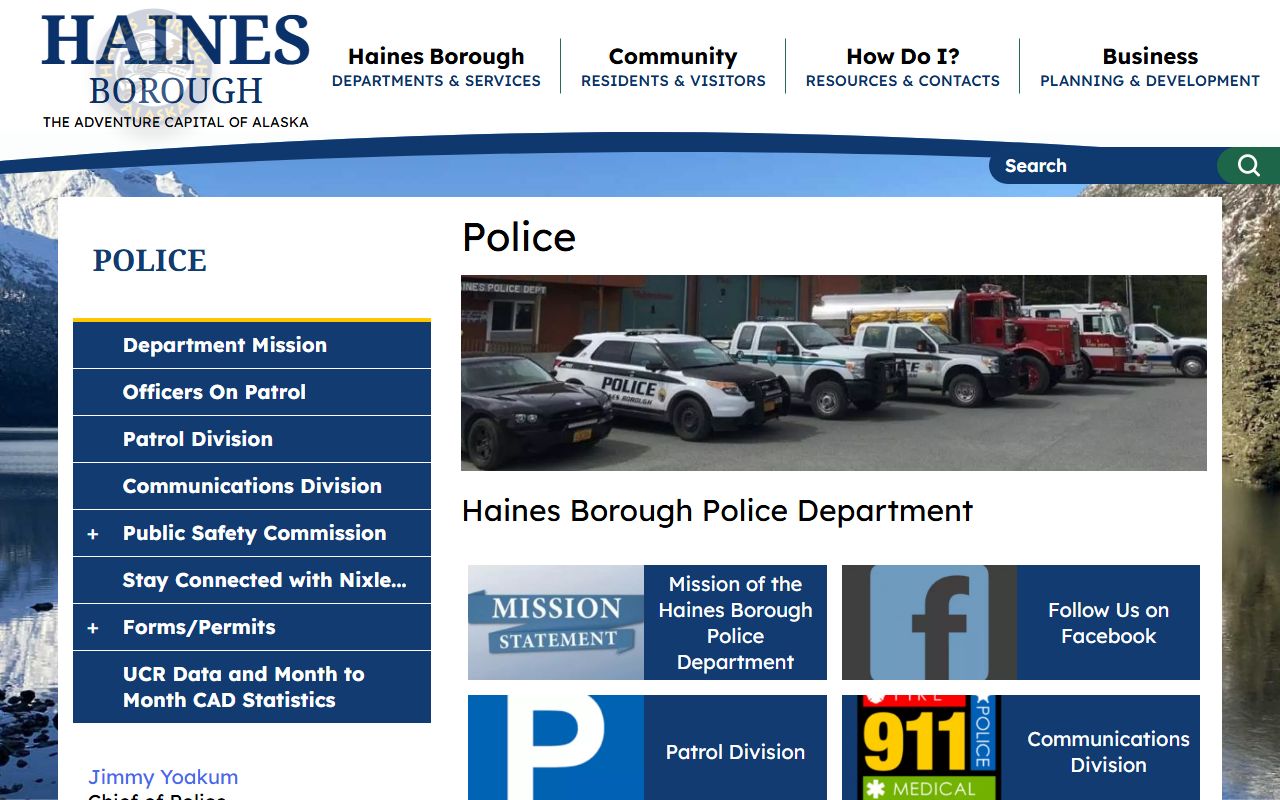 Haines Borough Police Department page for jail mugshots records