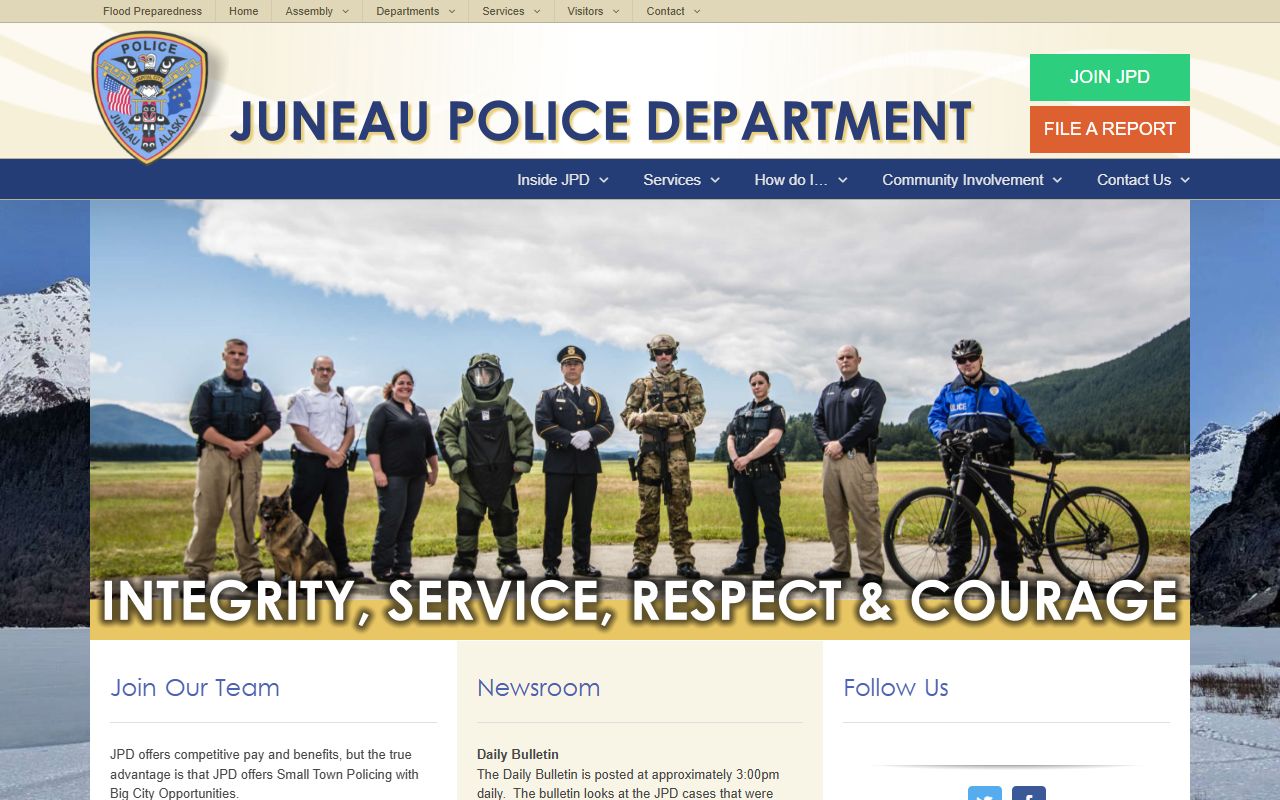 Juneau Police Department page for jail mugshots records