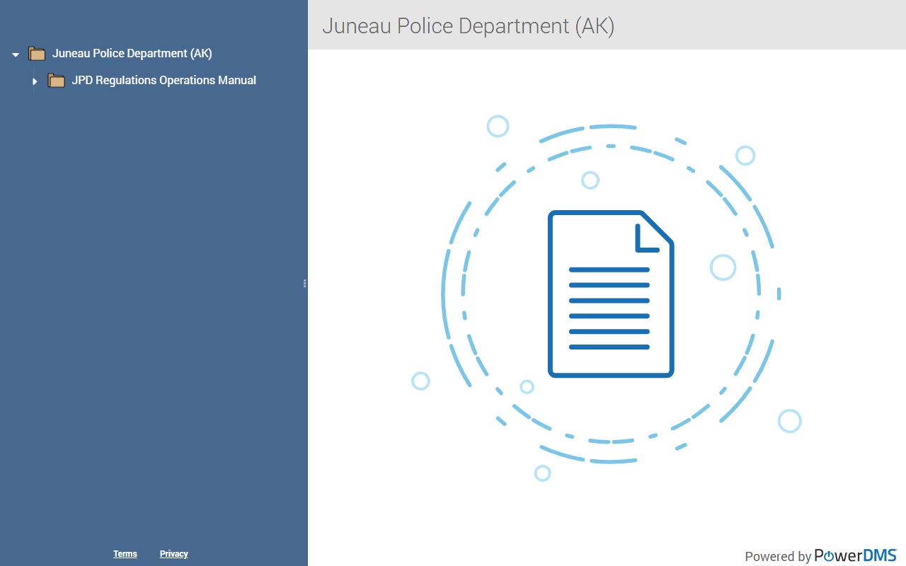 Juneau Police PowerDMS policy portal for jail mugshots rules