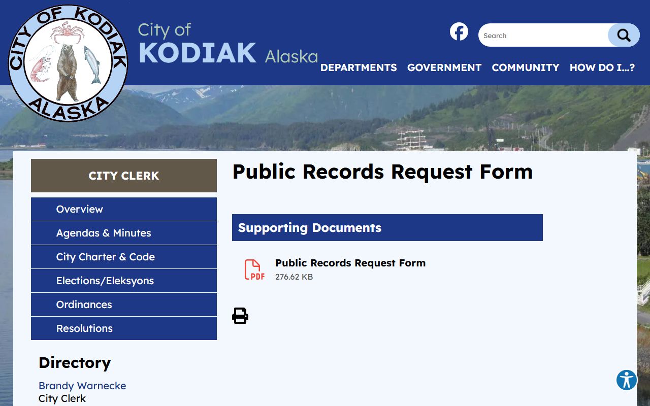 Kodiak public records request form for jail mugshots