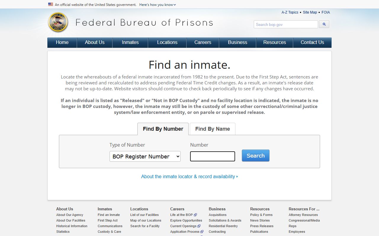 Federal BOP inmate locator for Alaska jail mugshots