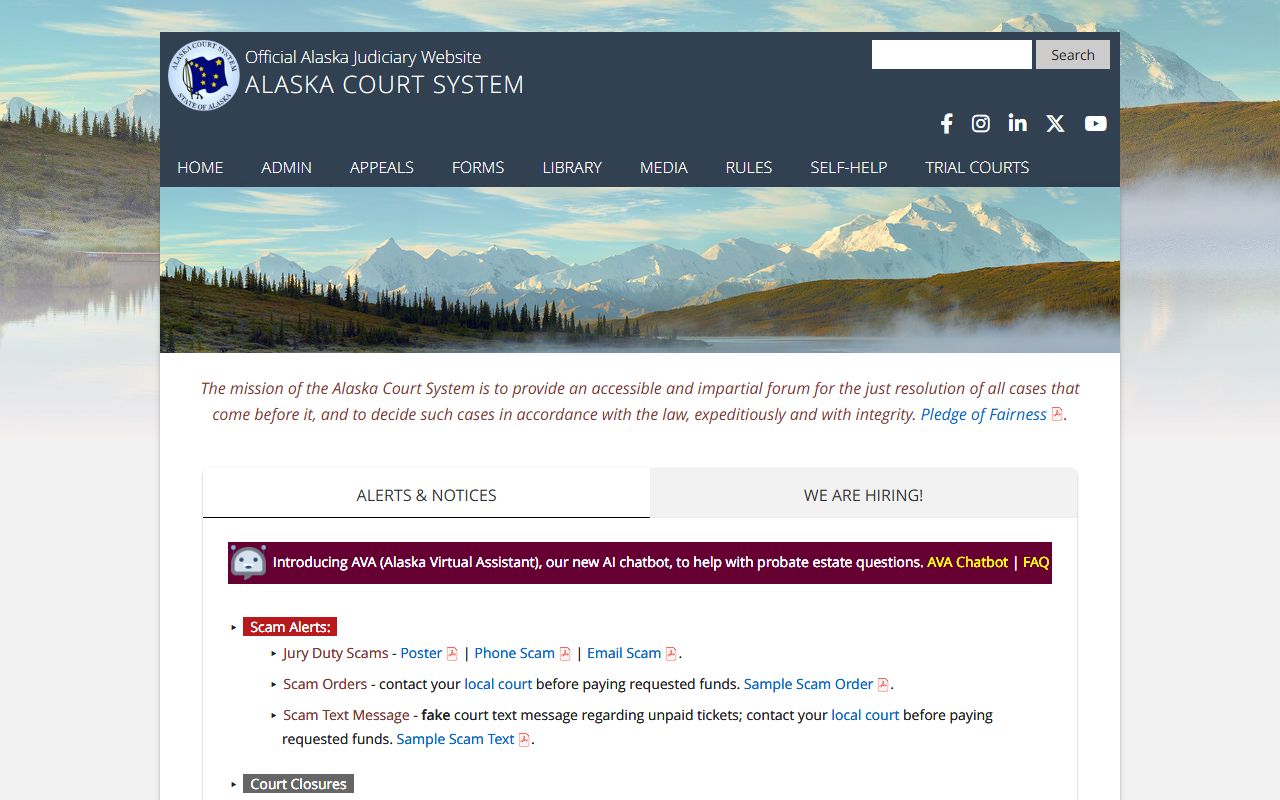 Alaska public courts portal for jail mugshots case lookup